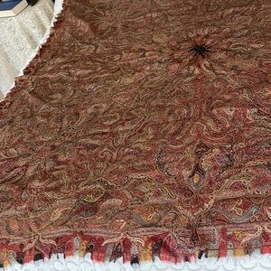 Antiquarian (1850s) Kashmir-a Wool Thread Piano Shawl: Paisley, France